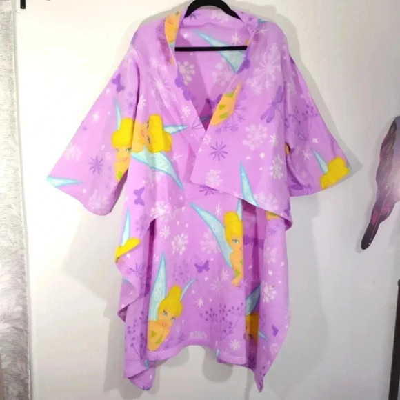 Disney Fairies Tinkerbell Snuggler Robe Blanket with Arms Fairy Tink Cozy - Picture 1 of 17